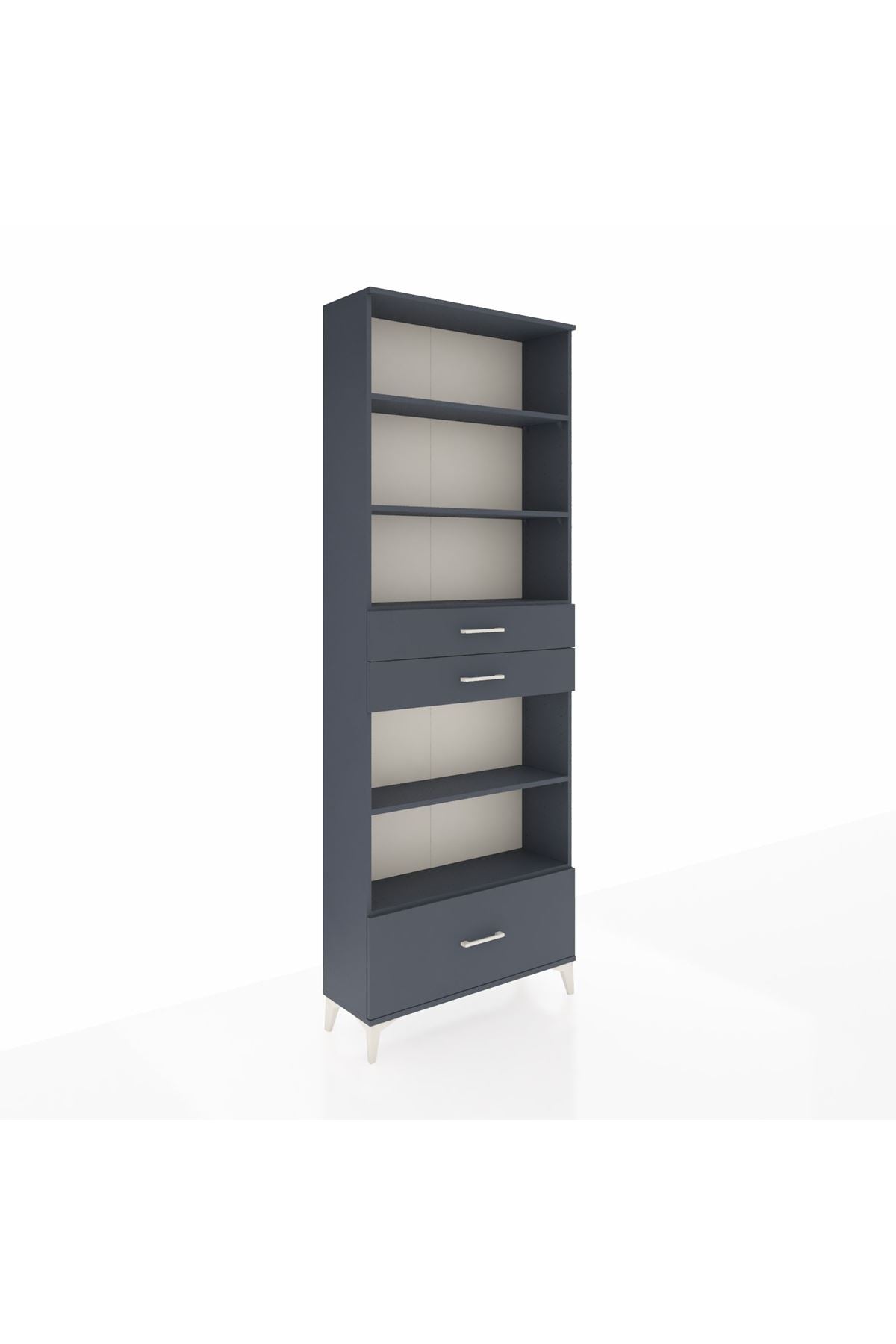 Arges Dolap 5 Raflı 3 Çekmeceli 88x30x243 Antrasit-Antrasit