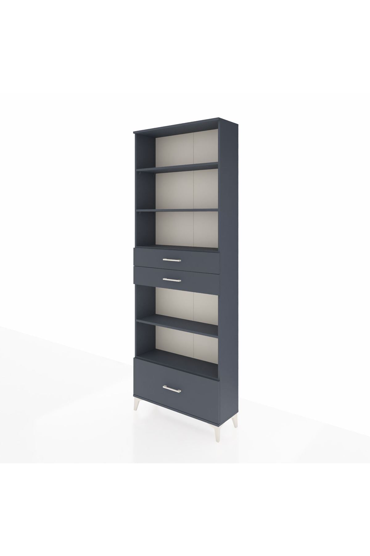 Arges Dolap 5 Raflı 3 Çekmeceli 88x30x243 Antrasit-Antrasit