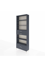 Arges Dolap 5 Raflı 3 Çekmeceli 88x30x243 Antrasit-Antrasit