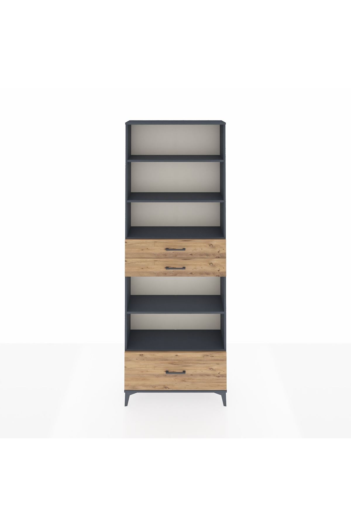 Arges Dolap 5 Raflı 3 Çekmeceli 88x30x243 Antrasit-Çam