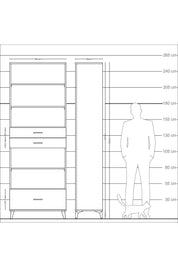 Arges Dolap 5 Raflı 3 Çekmeceli 88x30x243 Antrasit-Çam