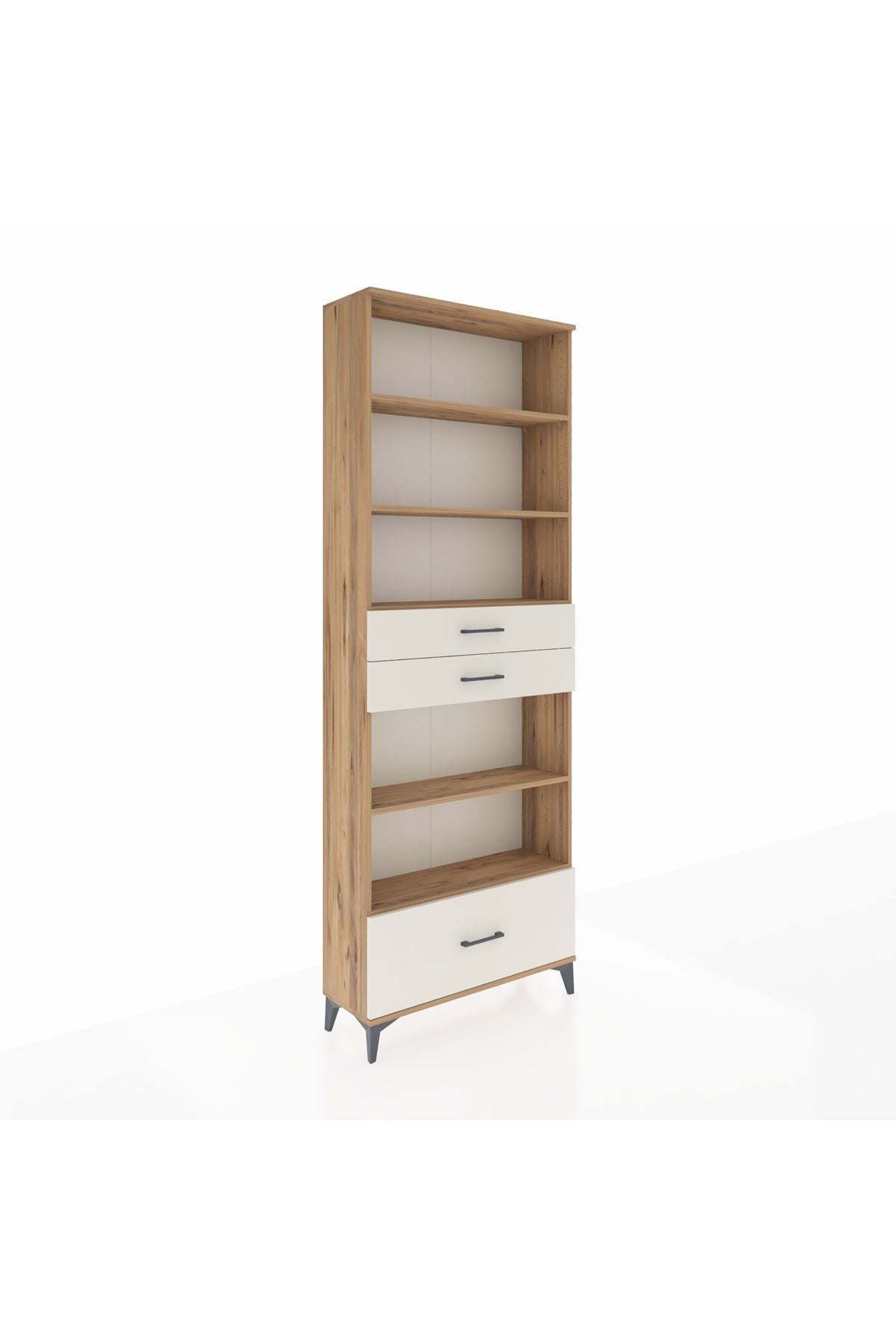 Arges Dolap 5 Raflı 3 Çekmeceli 88x30x243 Çam-Aytaşı