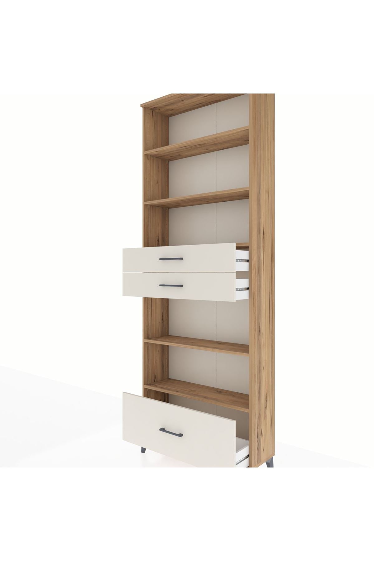 Arges Dolap 5 Raflı 3 Çekmeceli 88x30x243 Çam-Aytaşı