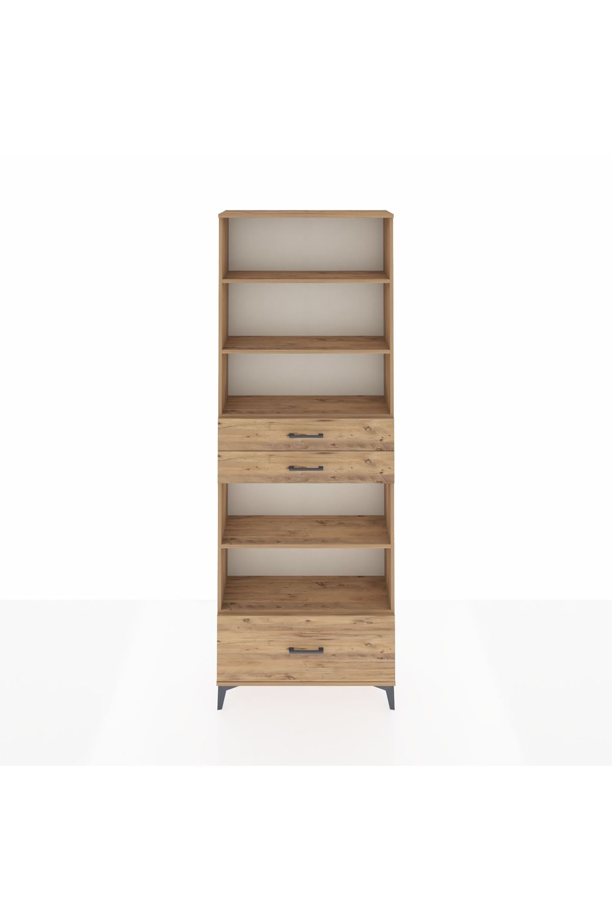 Arges Dolap 5 Raflı 3 Çekmeceli 88x30x243 Çam-Çam