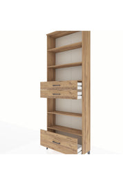 Arges Dolap 5 Raflı 3 Çekmeceli 88x30x243 Çam-Çam