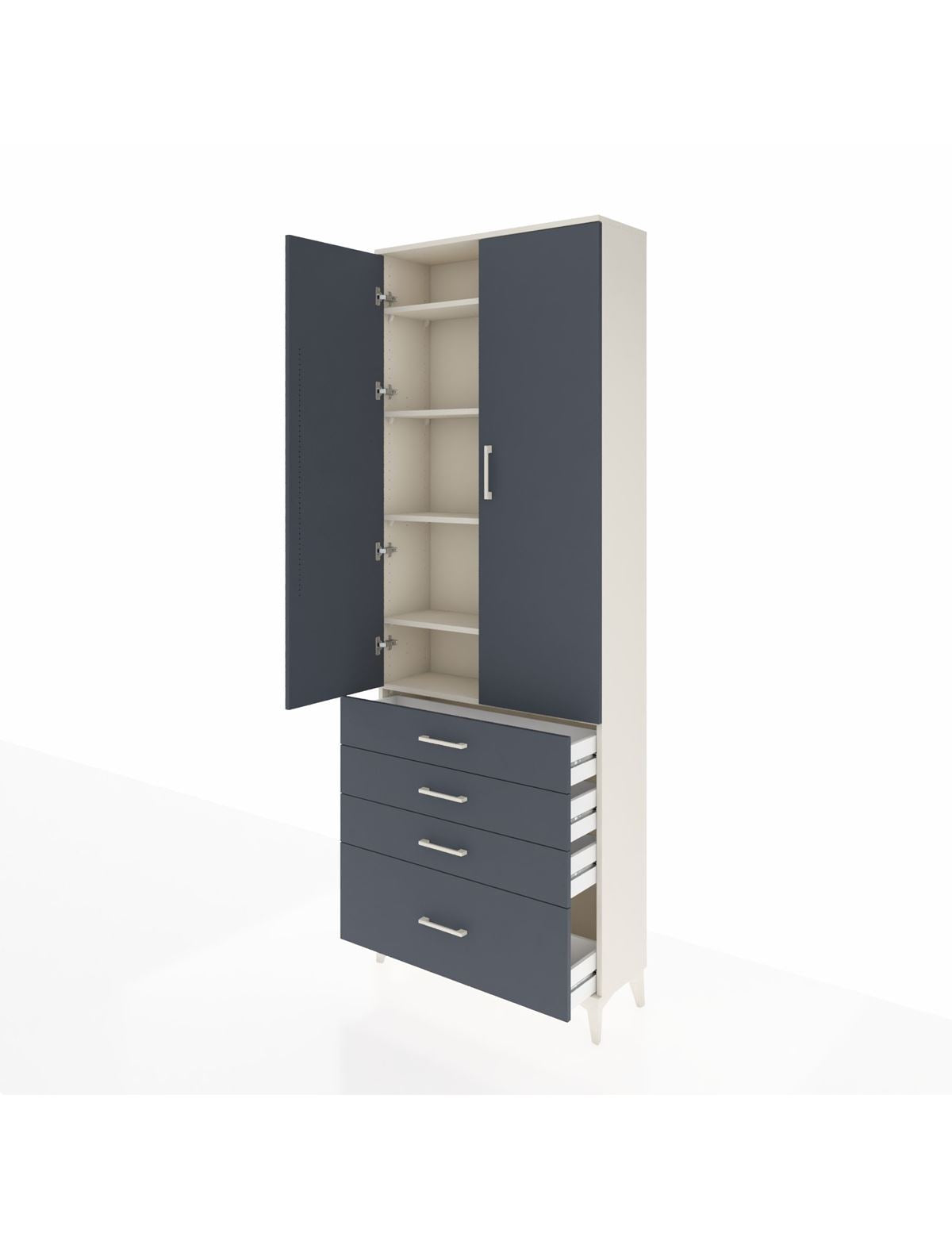 Arges Dolap 5 Raflı 4 Çekmeceli 2 Kapaklı 88x30x243 - S33M015V2A