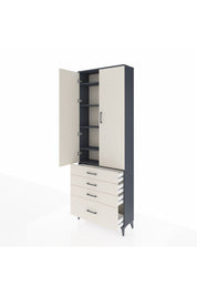 Arges Dolap 5 Raflı 4 Çekmeceli 2 Kapaklı 88x30x243 Antrasit-Aytaşı
