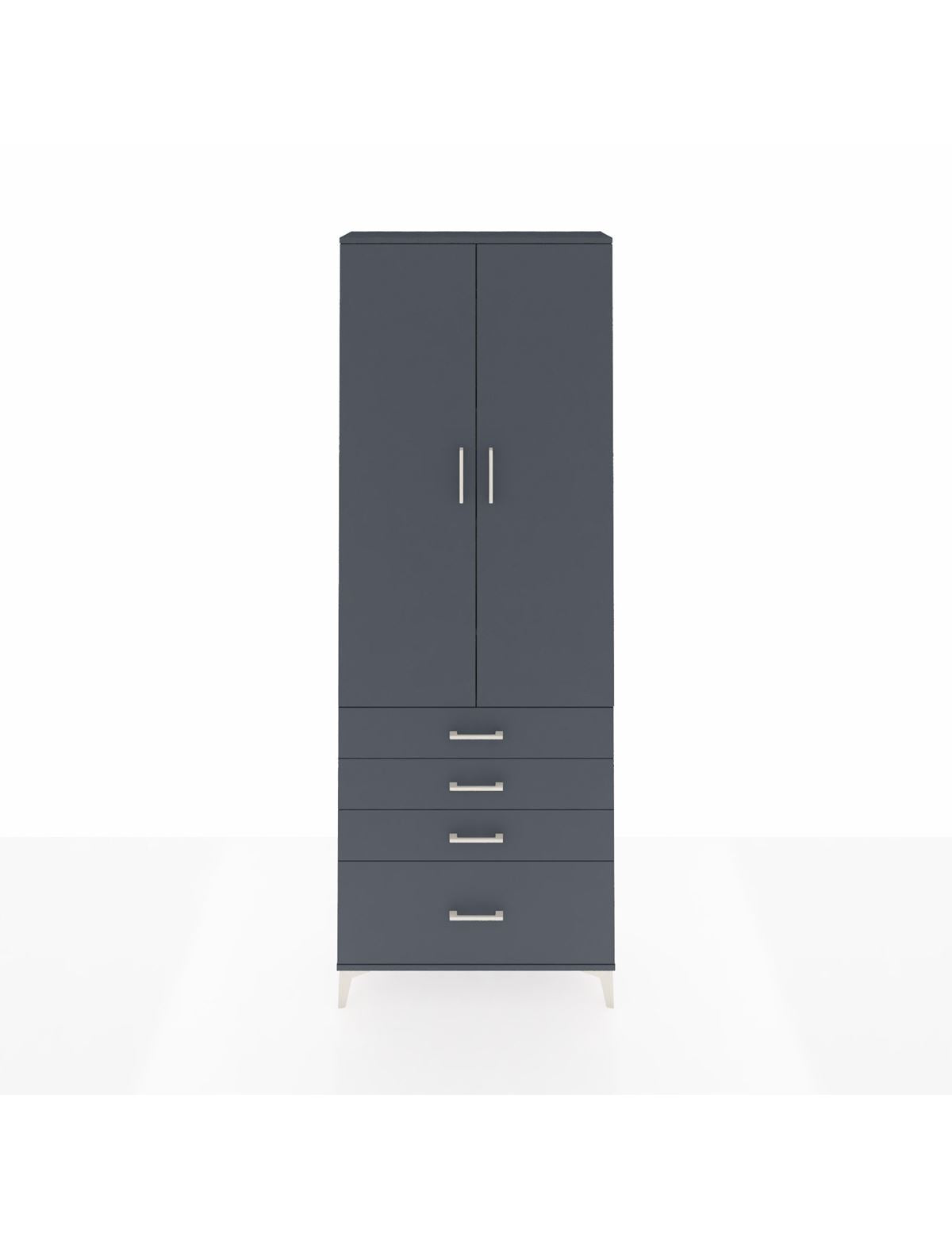 Arges Dolap 5 Raflı 4 Çekmeceli 2 Kapaklı 88x30x243 Antrasit-Antrasit