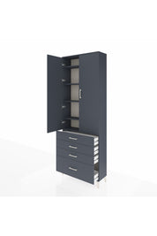 Arges Dolap 5 Raflı 4 Çekmeceli 2 Kapaklı 88x30x243 Antrasit-Antrasit