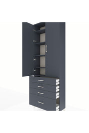 Arges Dolap 5 Raflı 4 Çekmeceli 2 Kapaklı 88x30x243 Antrasit-Antrasit