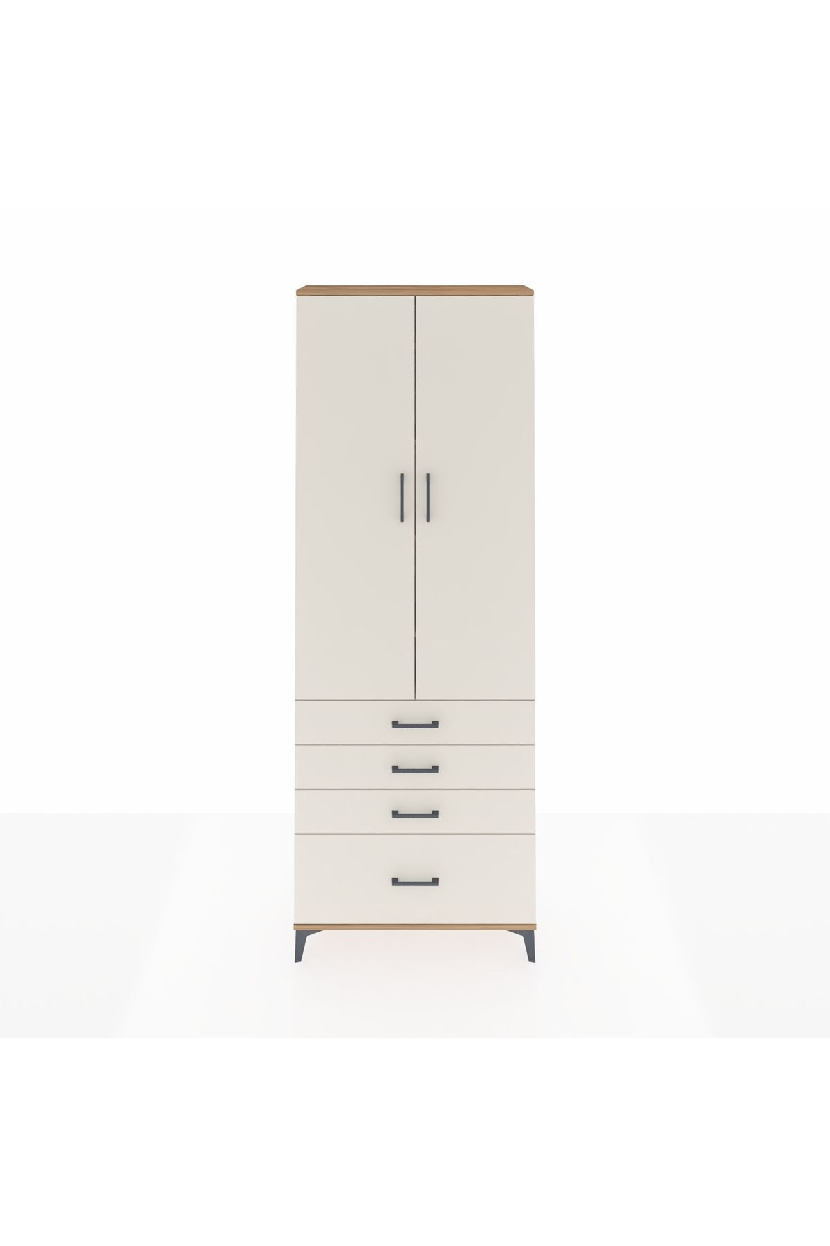 Arges Dolap 5 Raflı 4 Çekmeceli 2 Kapaklı 88x30x243 Çam-Aytaşı