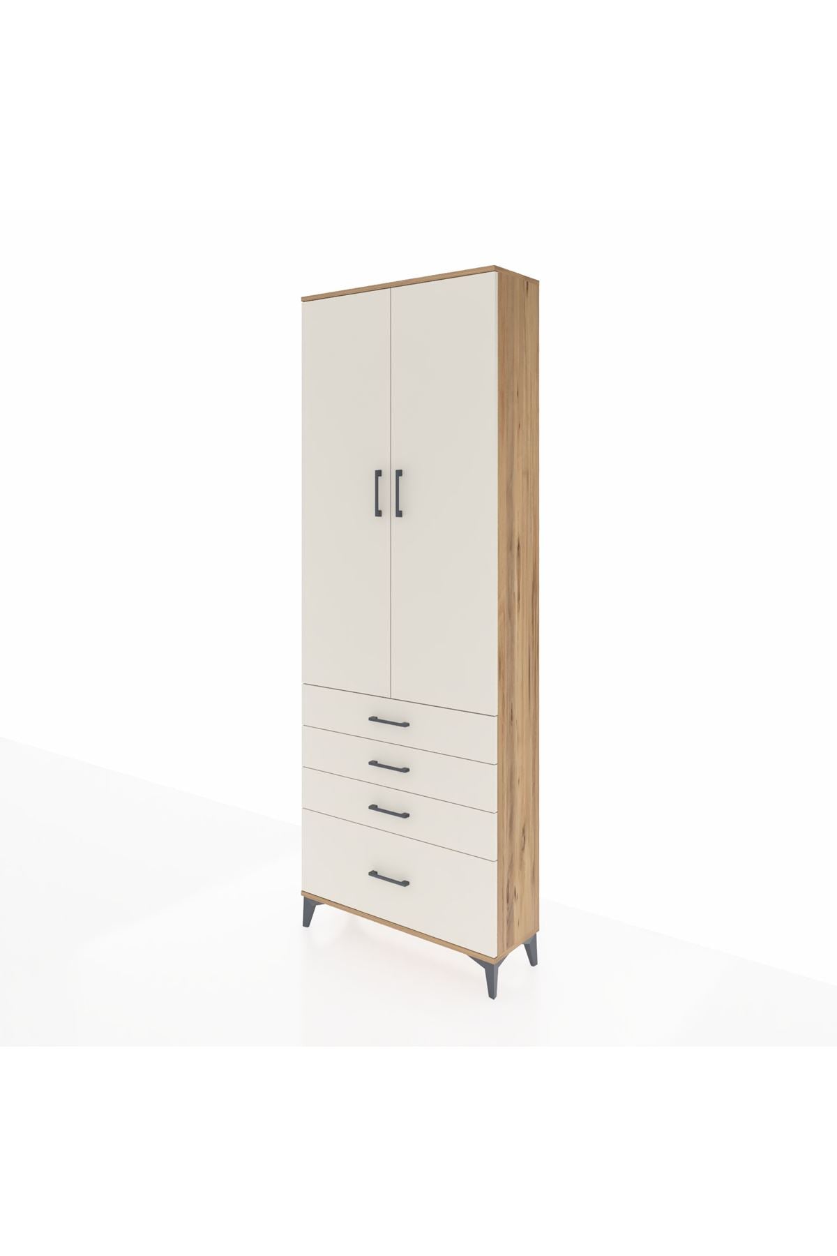 Arges Dolap 5 Raflı 4 Çekmeceli 2 Kapaklı 88x30x243 Çam-Aytaşı