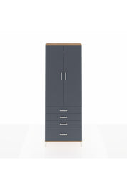 Arges Dolap 5 Raflı 4 Çekmeceli 2 Kapaklı 88x30x243 Çam-Antrasit