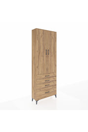Arges Dolap 5 Raflı 4 Çekmeceli 2 Kapaklı 88x30x243 Çam-Çam