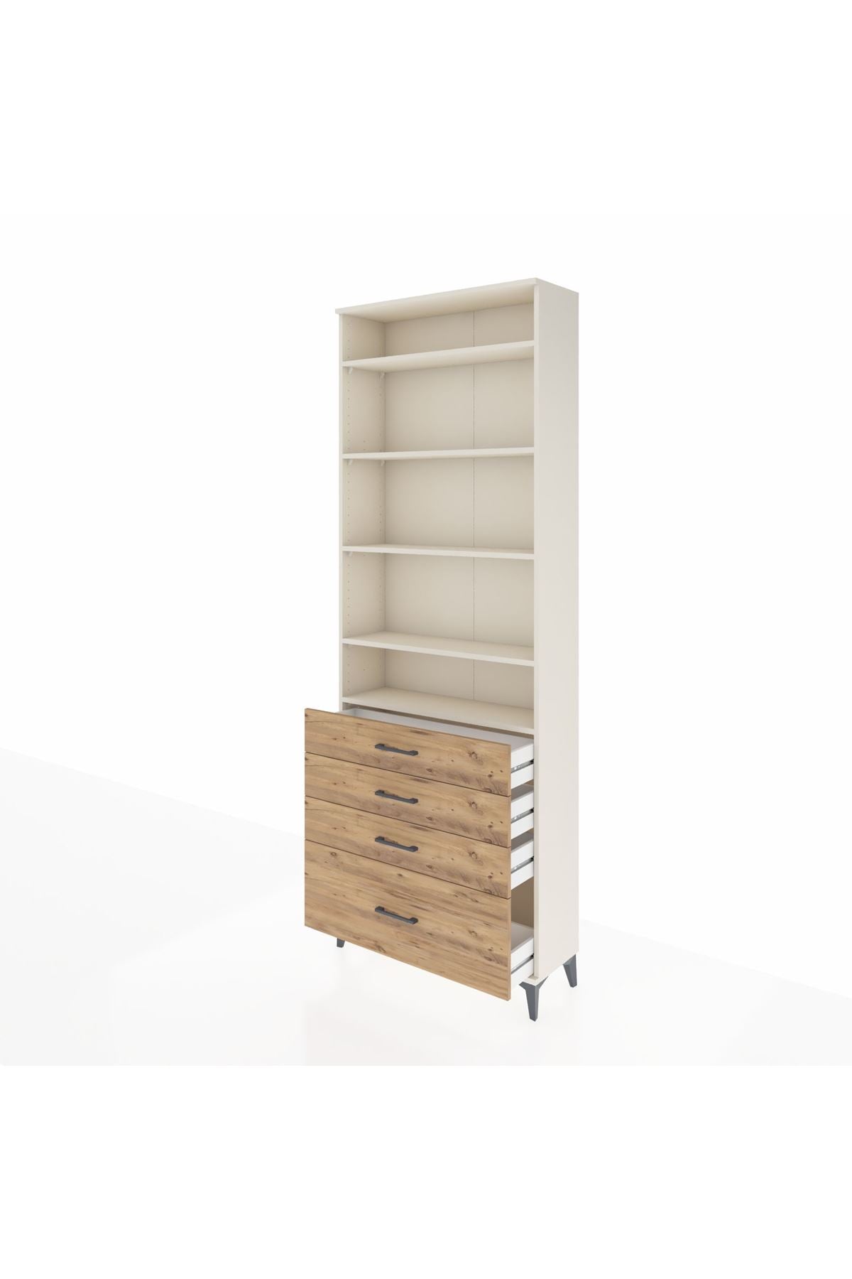 Arges Dolap 5 Raflı 4 Çekmeceli 88x30x243 Aytaşı-Çam