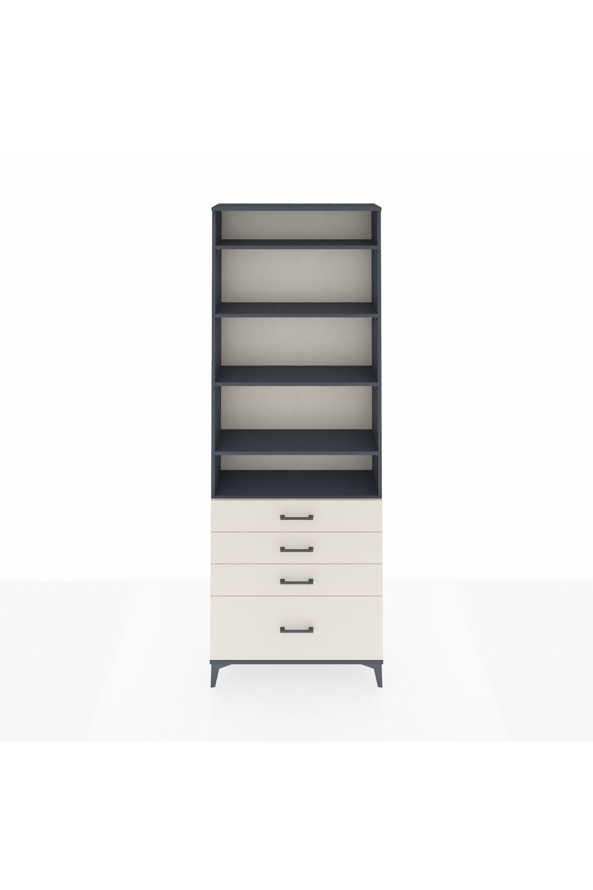 Arges Dolap 5 Raflı 4 Çekmeceli 88x30x243 Antrasit-Aytaşı