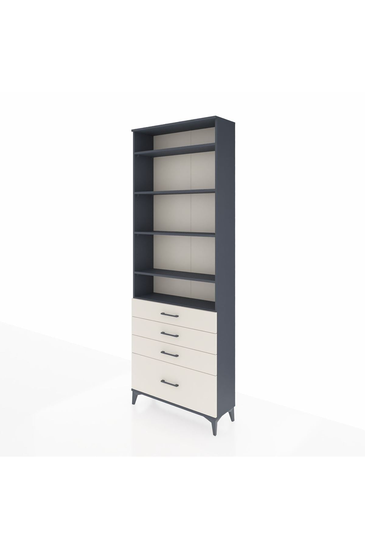 Arges Dolap 5 Raflı 4 Çekmeceli 88x30x243 Antrasit-Aytaşı