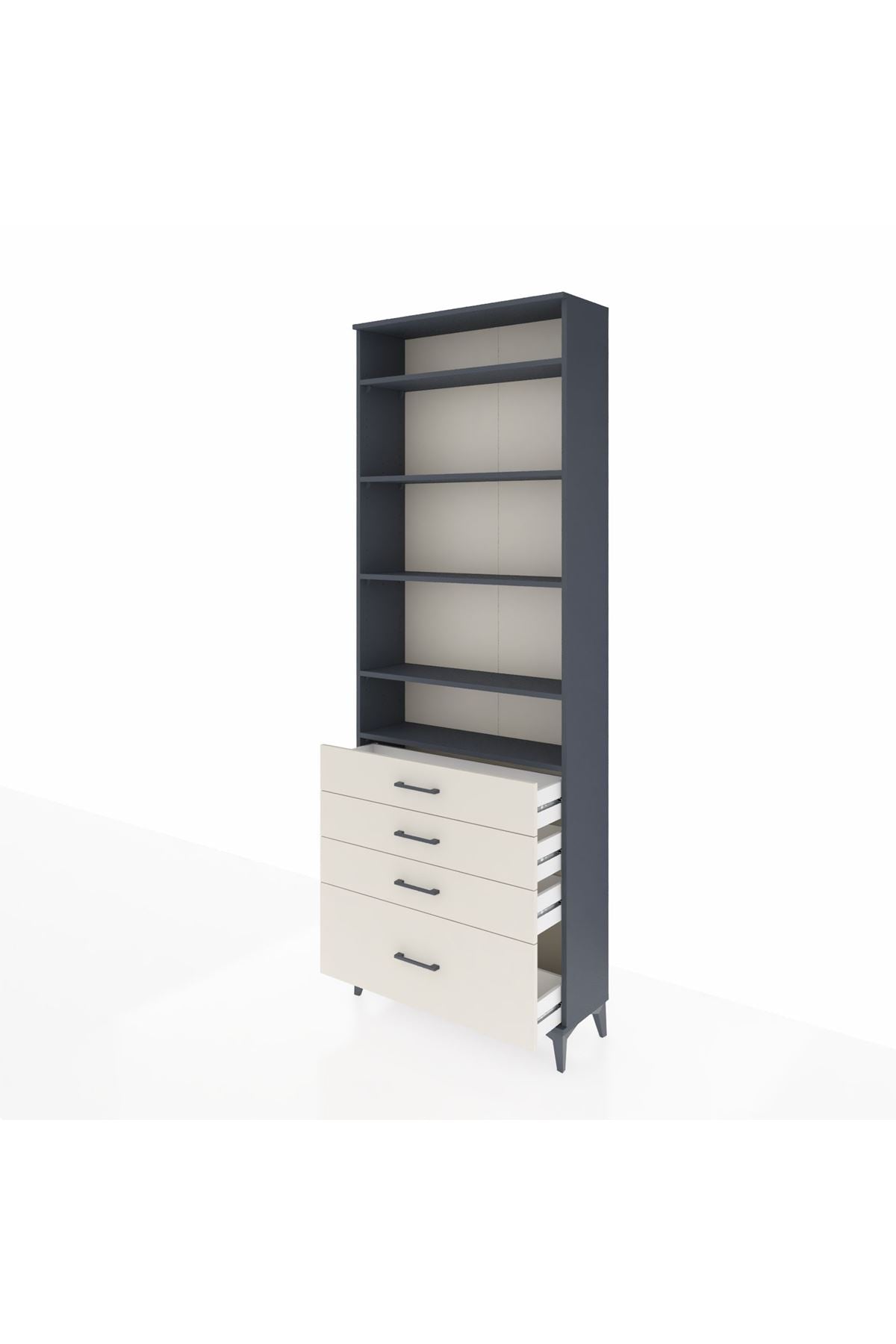 Arges Dolap 5 Raflı 4 Çekmeceli 88x30x243 Antrasit-Aytaşı