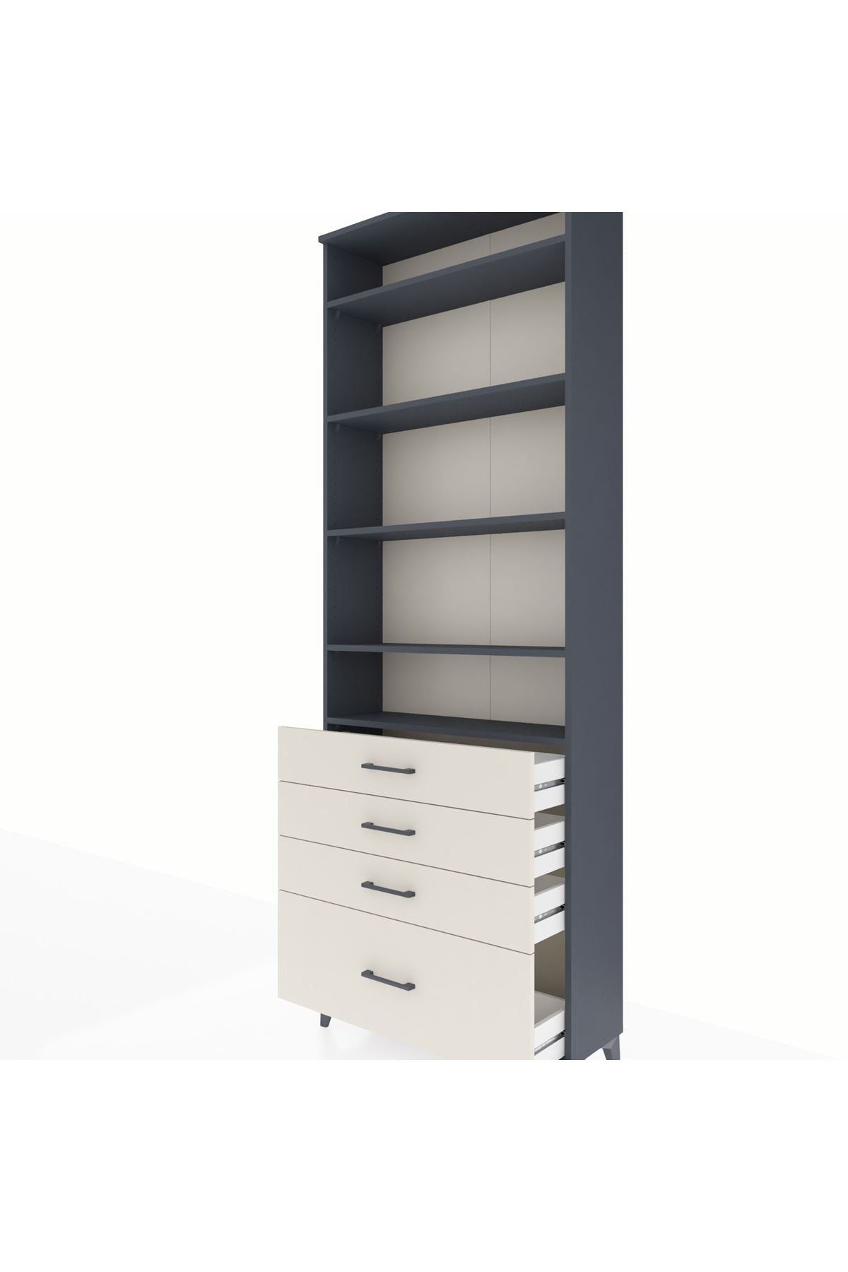 Arges Dolap 5 Raflı 4 Çekmeceli 88x30x243 Antrasit-Aytaşı