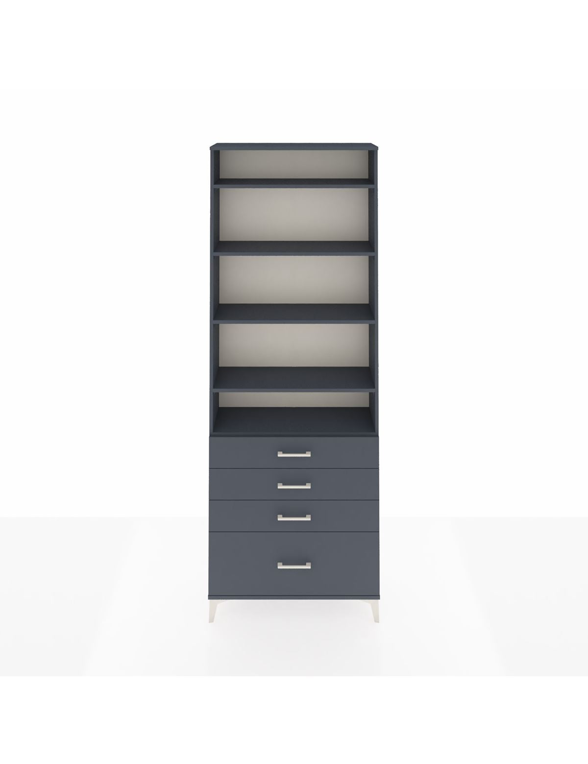 Arges Dolap 5 Raflı 4 Çekmeceli 88x30x243 Antrasit-Antrasit