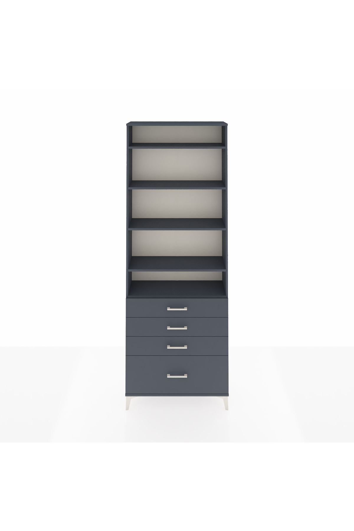 Arges Dolap 5 Raflı 4 Çekmeceli 88x30x243 Antrasit-Antrasit