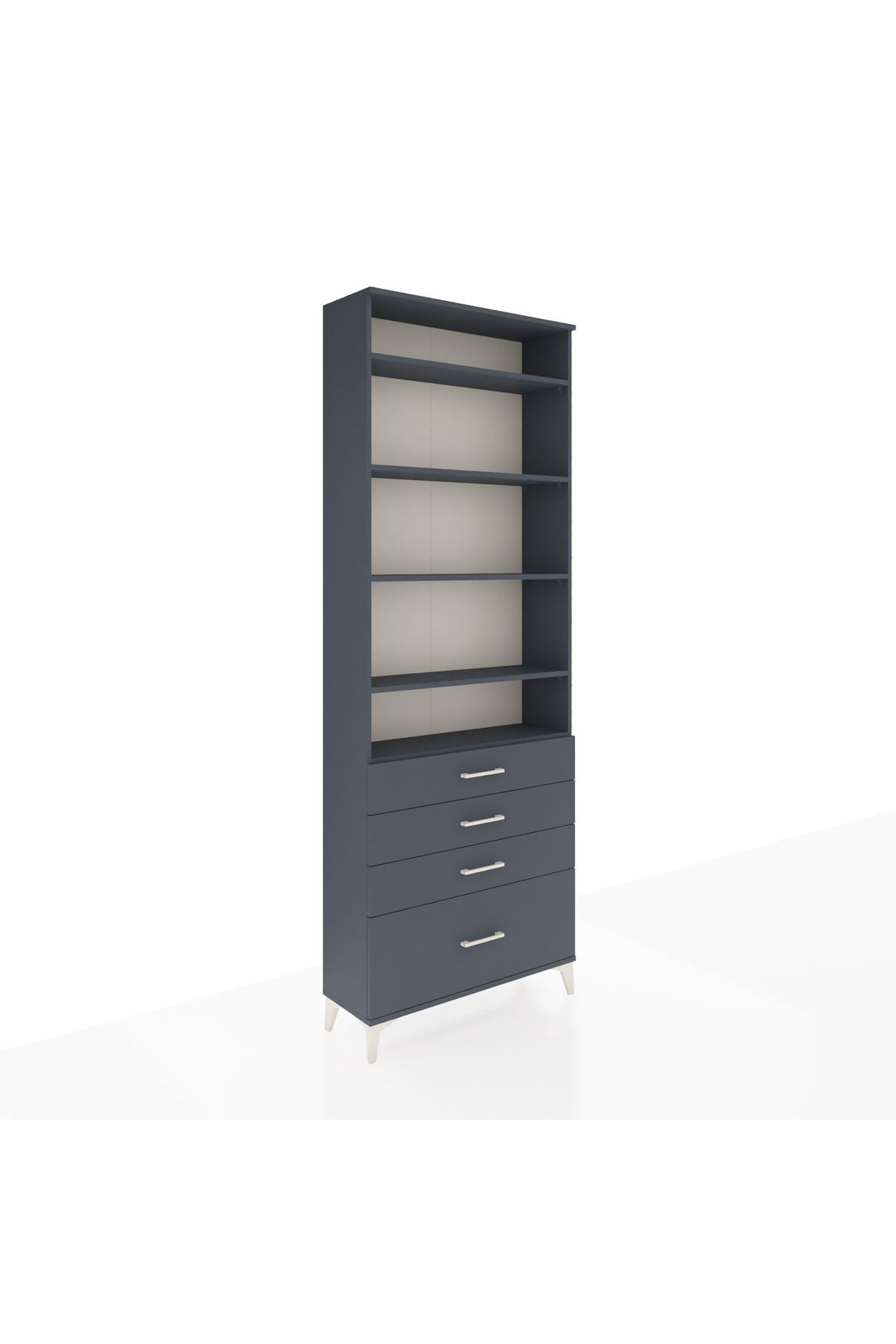 Arges Dolap 5 Raflı 4 Çekmeceli 88x30x243 Antrasit-Antrasit