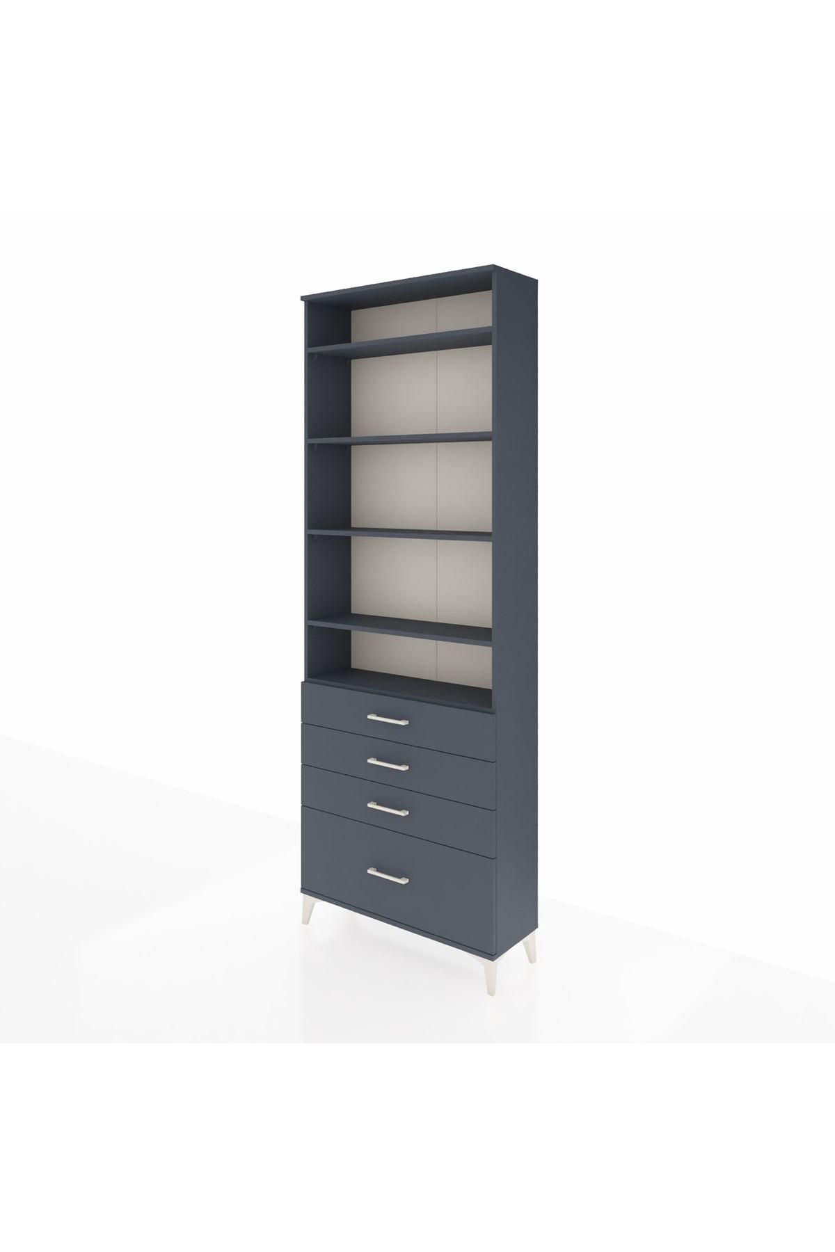 Arges Dolap 5 Raflı 4 Çekmeceli 88x30x243 Antrasit-Antrasit