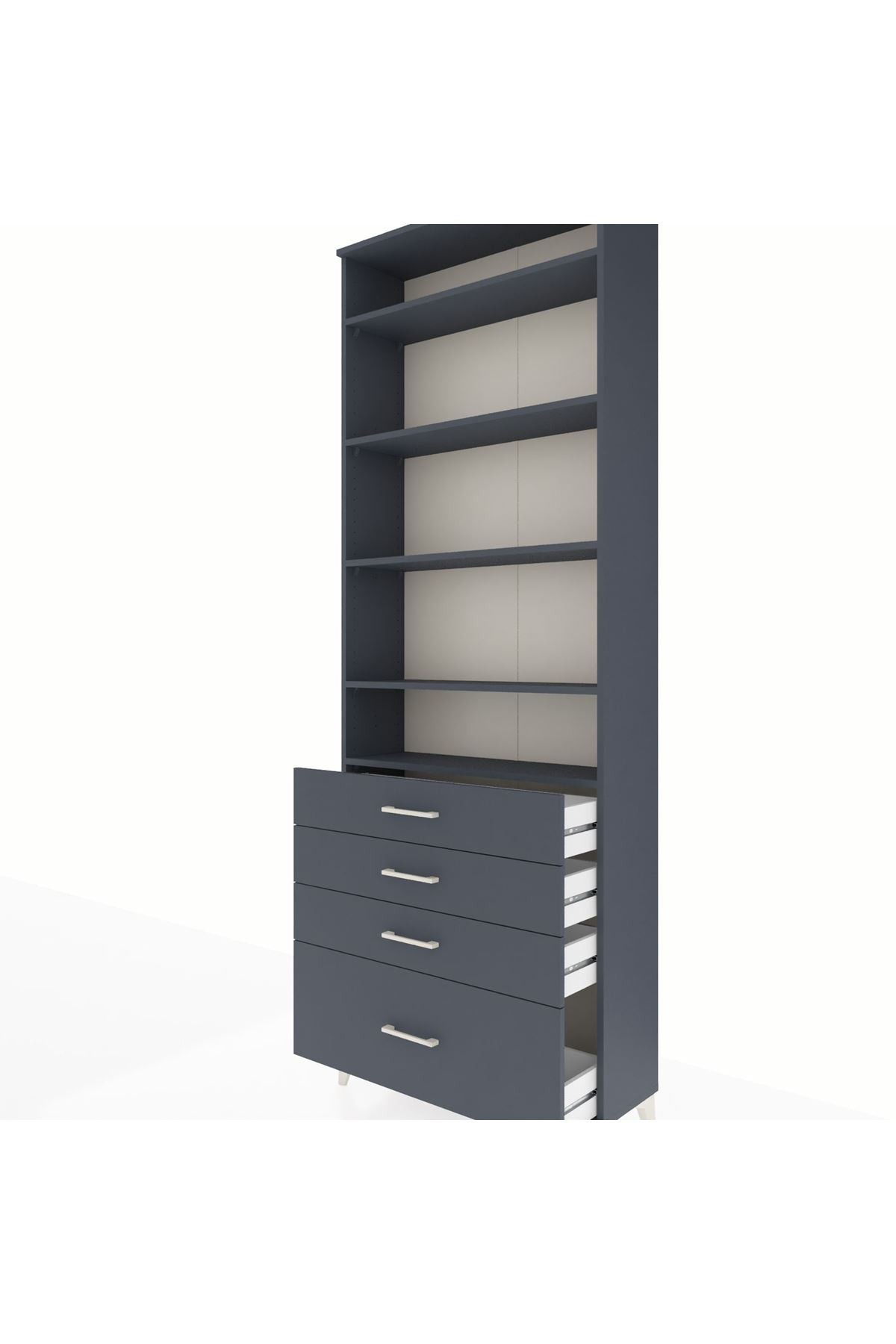 Arges Dolap 5 Raflı 4 Çekmeceli 88x30x243 Antrasit-Antrasit