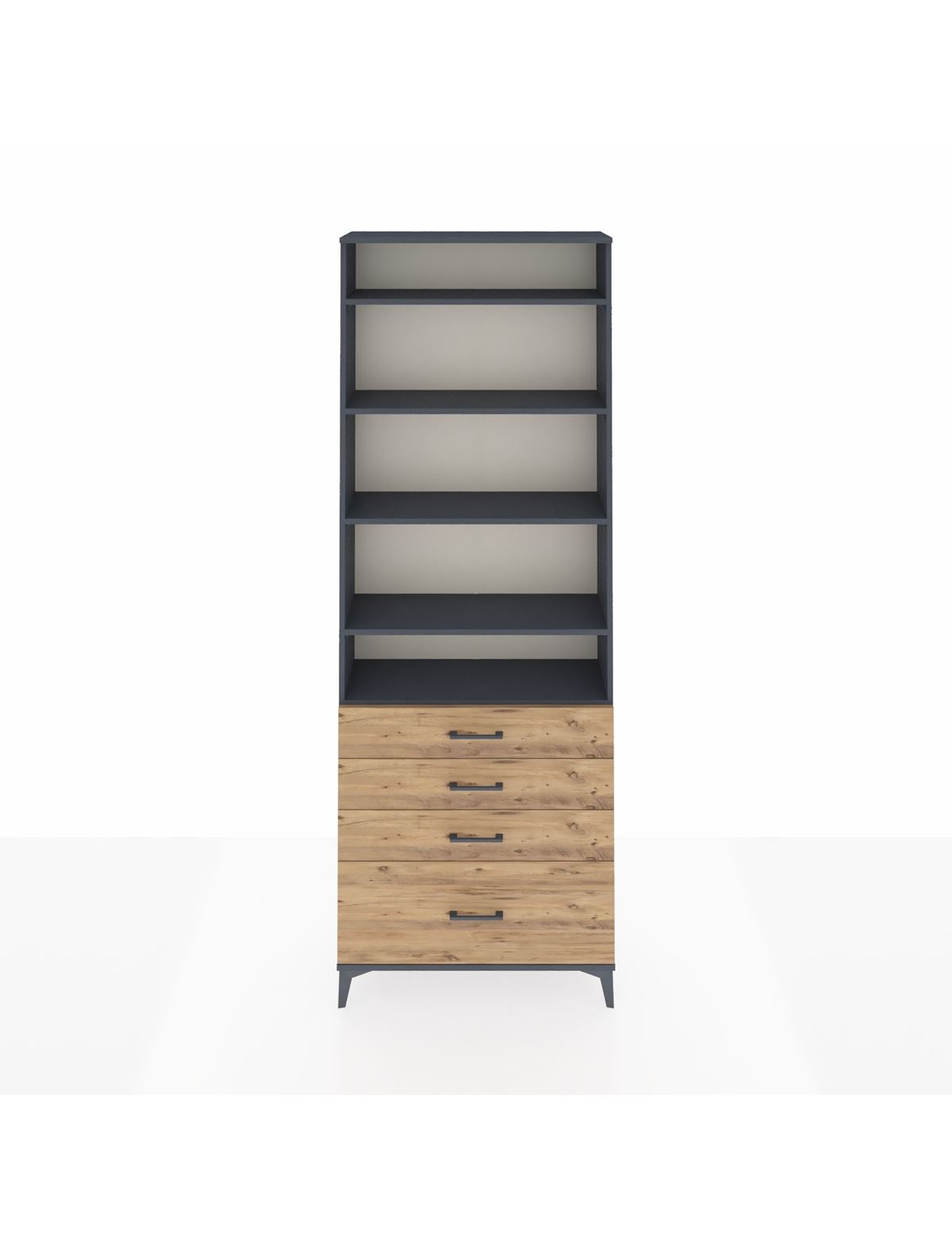 Arges Dolap 5 Raflı 4 Çekmeceli 88x30x243 Antrasit-Çam