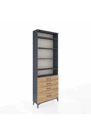 Arges Dolap 5 Raflı 4 Çekmeceli 88x30x243 Antrasit-Çam