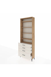 Arges Dolap 5 Raflı 4 Çekmeceli 88x30x243 Çam-Aytaşı