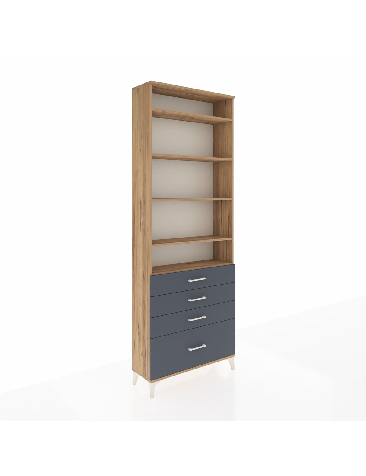 Arges Dolap 5 Raflı 4 Çekmeceli 88x30x243 Çam-Antrasit