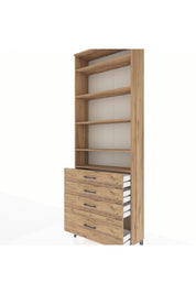 Arges Dolap 5 Raflı 4 Çekmeceli 88x30x243 Çam-Çam