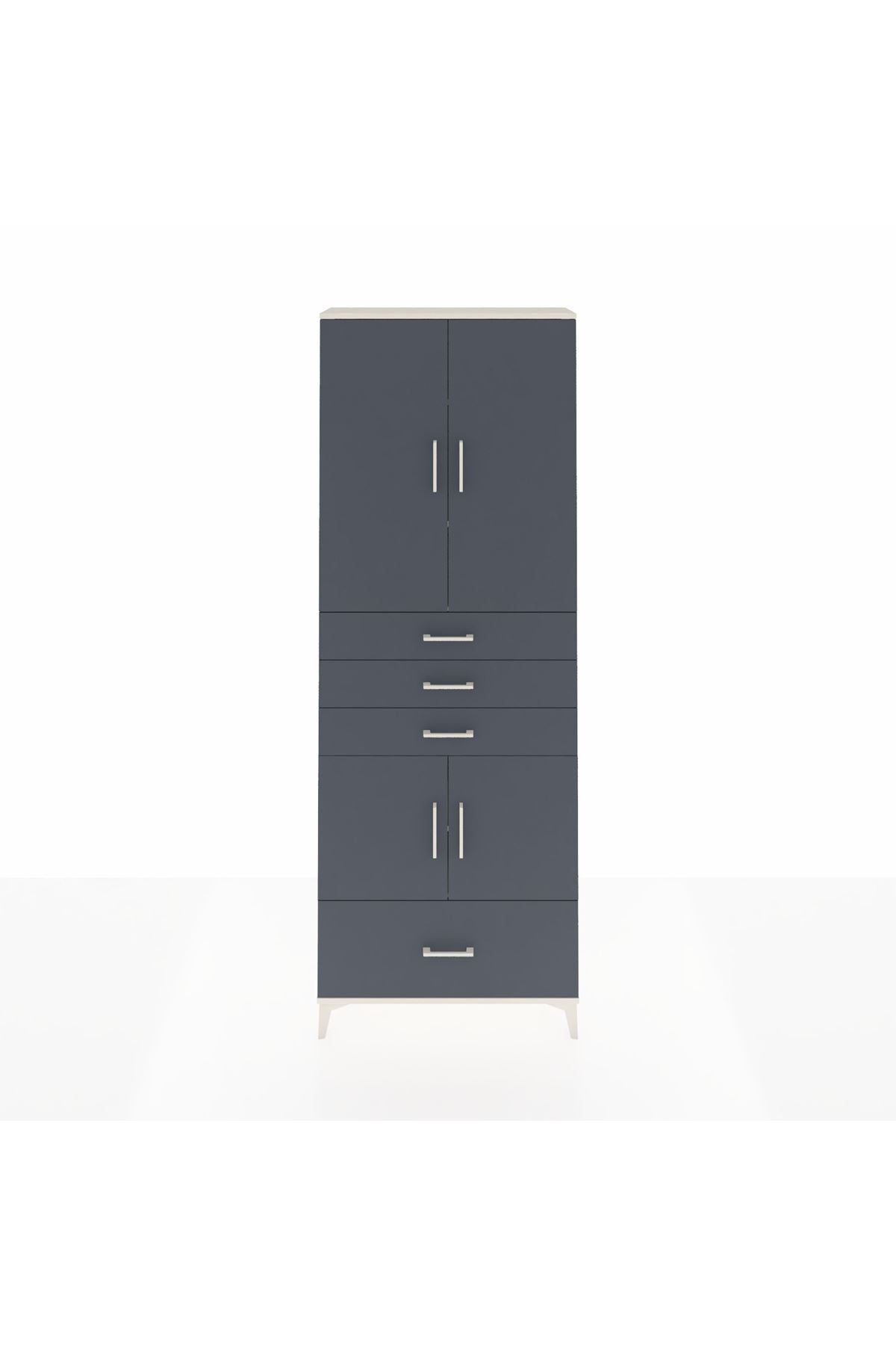 Arges Dolap 5 Raflı 4 Çekmeceli 4 Kapaklı 88x30x243 Aytaşı-Antrasit