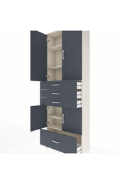 Arges Dolap 5 Raflı 4 Çekmeceli 4 Kapaklı 88x30x243 Aytaşı-Antrasit