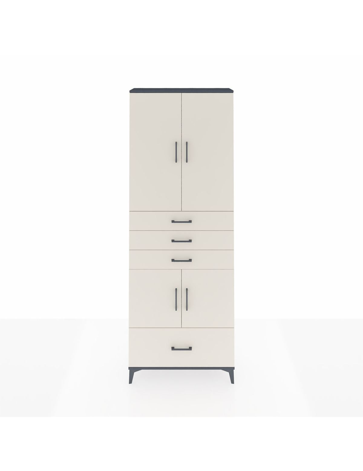 Arges Dolap 5 Raflı 4 Çekmeceli 4 Kapaklı 88x30x243 Antrasit-Aytaşı