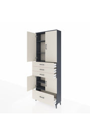 Arges Dolap 5 Raflı 4 Çekmeceli 4 Kapaklı 88x30x243 Antrasit-Aytaşı
