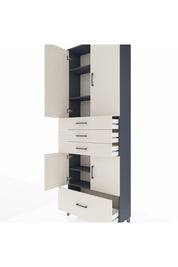 Arges Dolap 5 Raflı 4 Çekmeceli 4 Kapaklı 88x30x243 Antrasit-Aytaşı