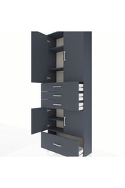 Arges Dolap 5 Raflı 4 Çekmeceli 4 Kapaklı 88x30x243 Antrasit-Antrasit