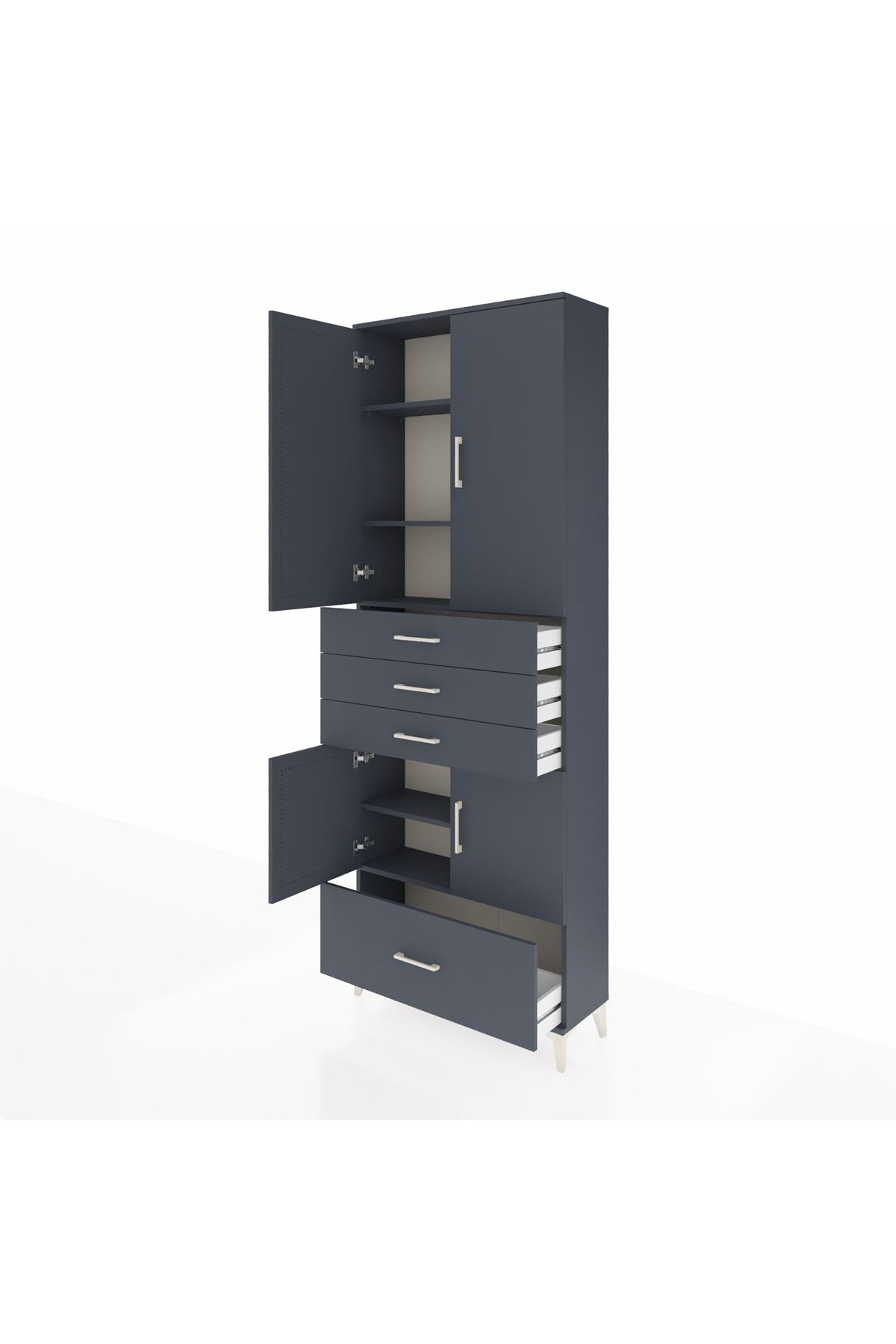 Arges Dolap 5 Raflı 4 Çekmeceli 4 Kapaklı 88x30x243 Antrasit-Antrasit