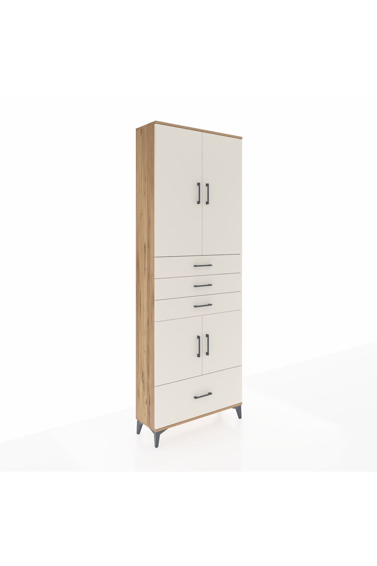 Arges Dolap 5 Raflı 4 Çekmeceli 4 Kapaklı 88x30x243 Çam-Aytaşı