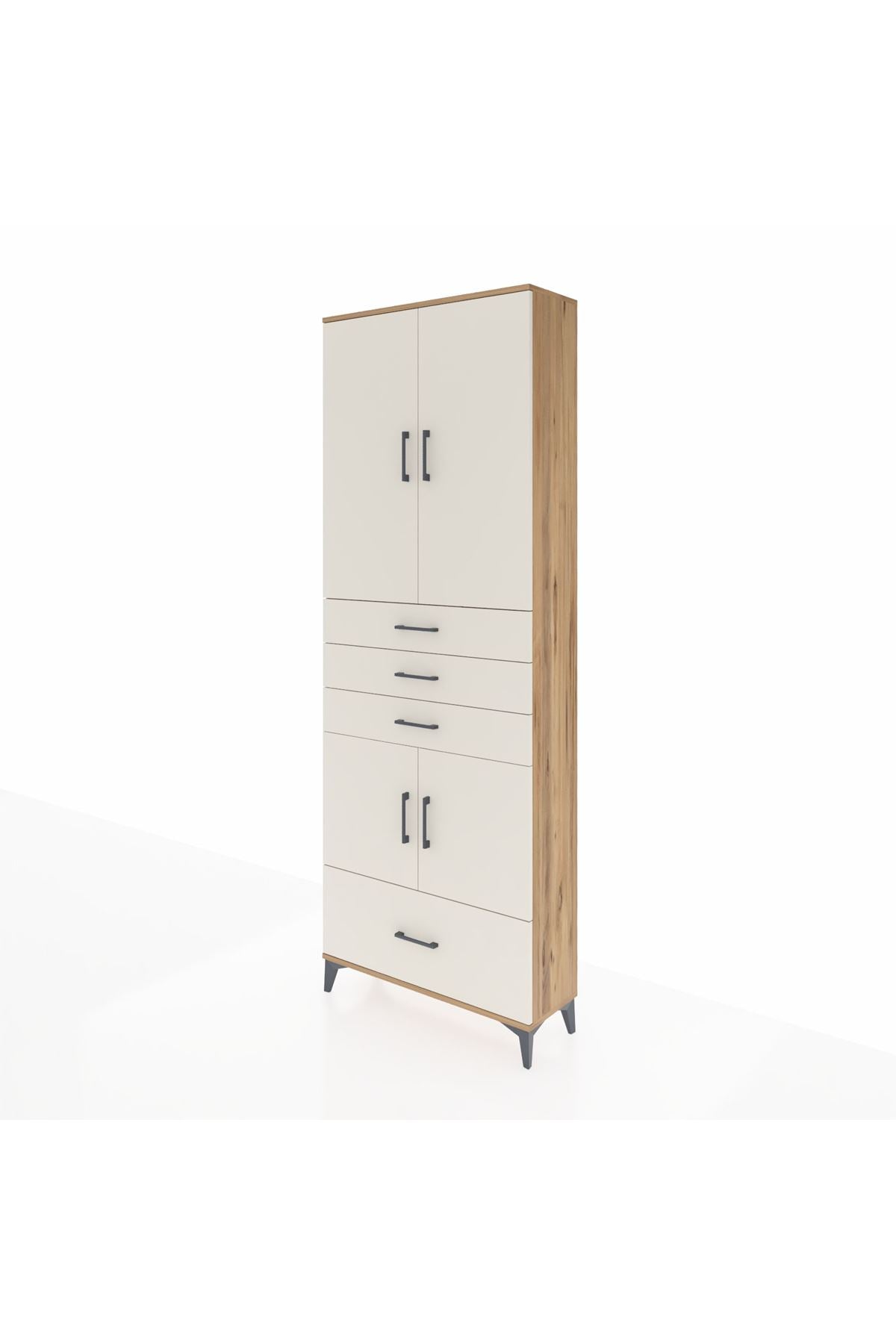 Arges Dolap 5 Raflı 4 Çekmeceli 4 Kapaklı 88x30x243 Çam-Aytaşı