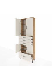Arges Dolap 5 Raflı 4 Çekmeceli 4 Kapaklı 88x30x243 Çam-Aytaşı