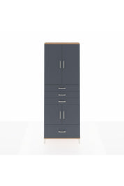 Arges Dolap 5 Raflı 4 Çekmeceli 4 Kapaklı 88x30x243 Çam-Antrasit