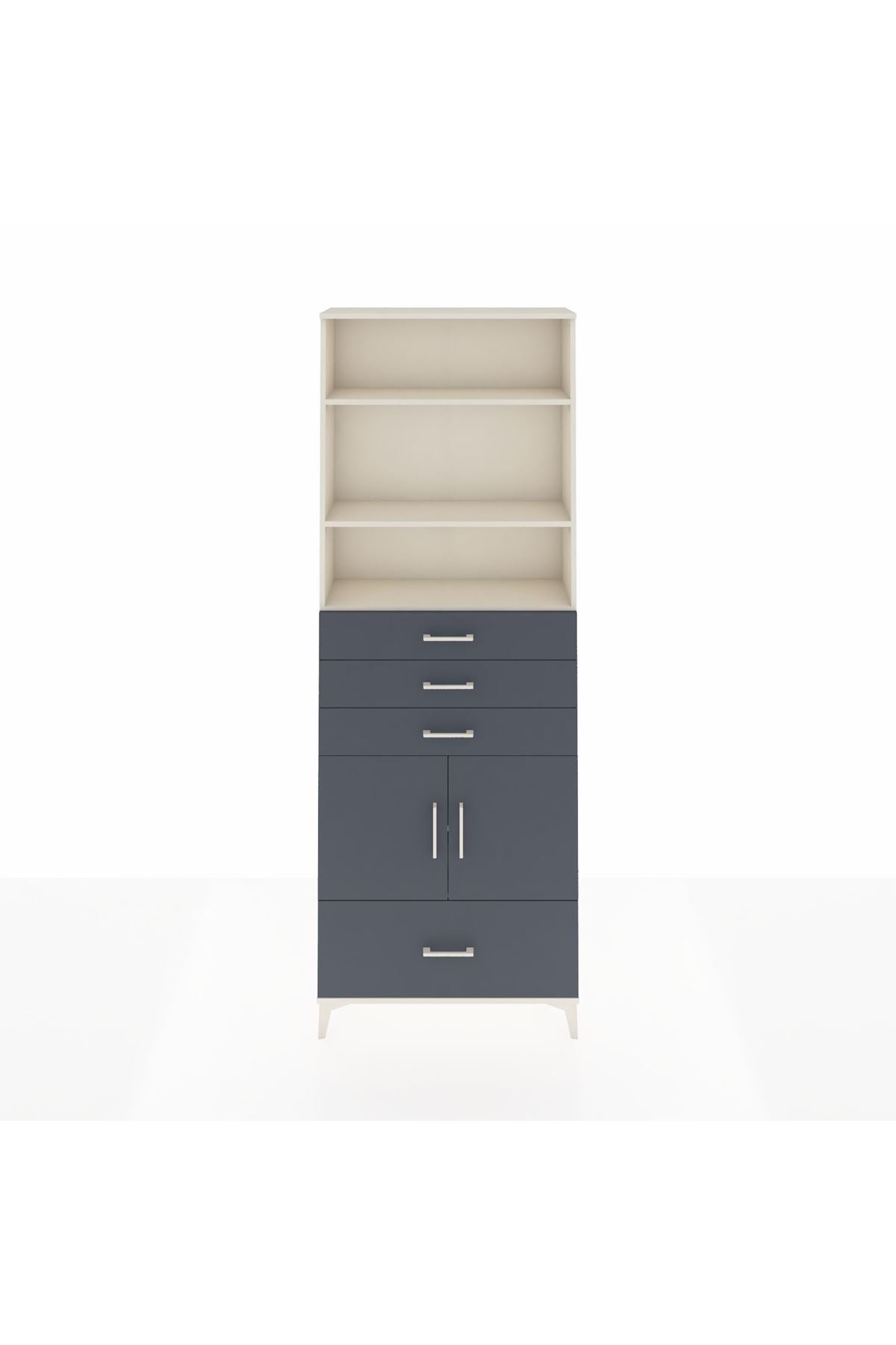 Arges Dolap 5 Raflı 4 Çekmeceli 2 Kapaklı 88x30x243 Aytaşı-Antrasit