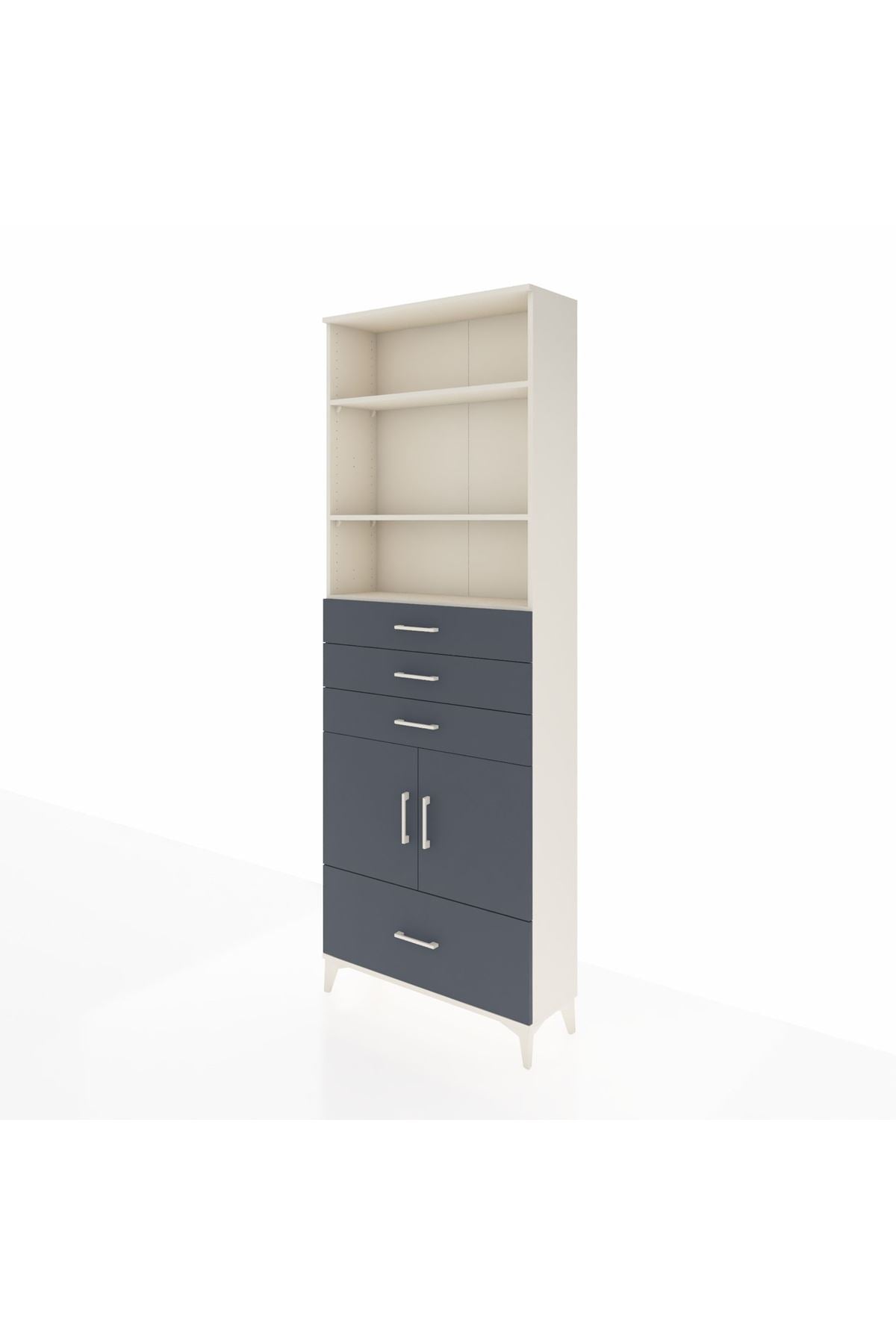 Arges Dolap 5 Raflı 4 Çekmeceli 2 Kapaklı 88x30x243 Aytaşı-Antrasit