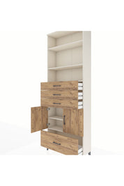 Arges Dolap 5 Raflı 4 Çekmeceli 2 Kapaklı 88x30x243 Aytaşı-Çam