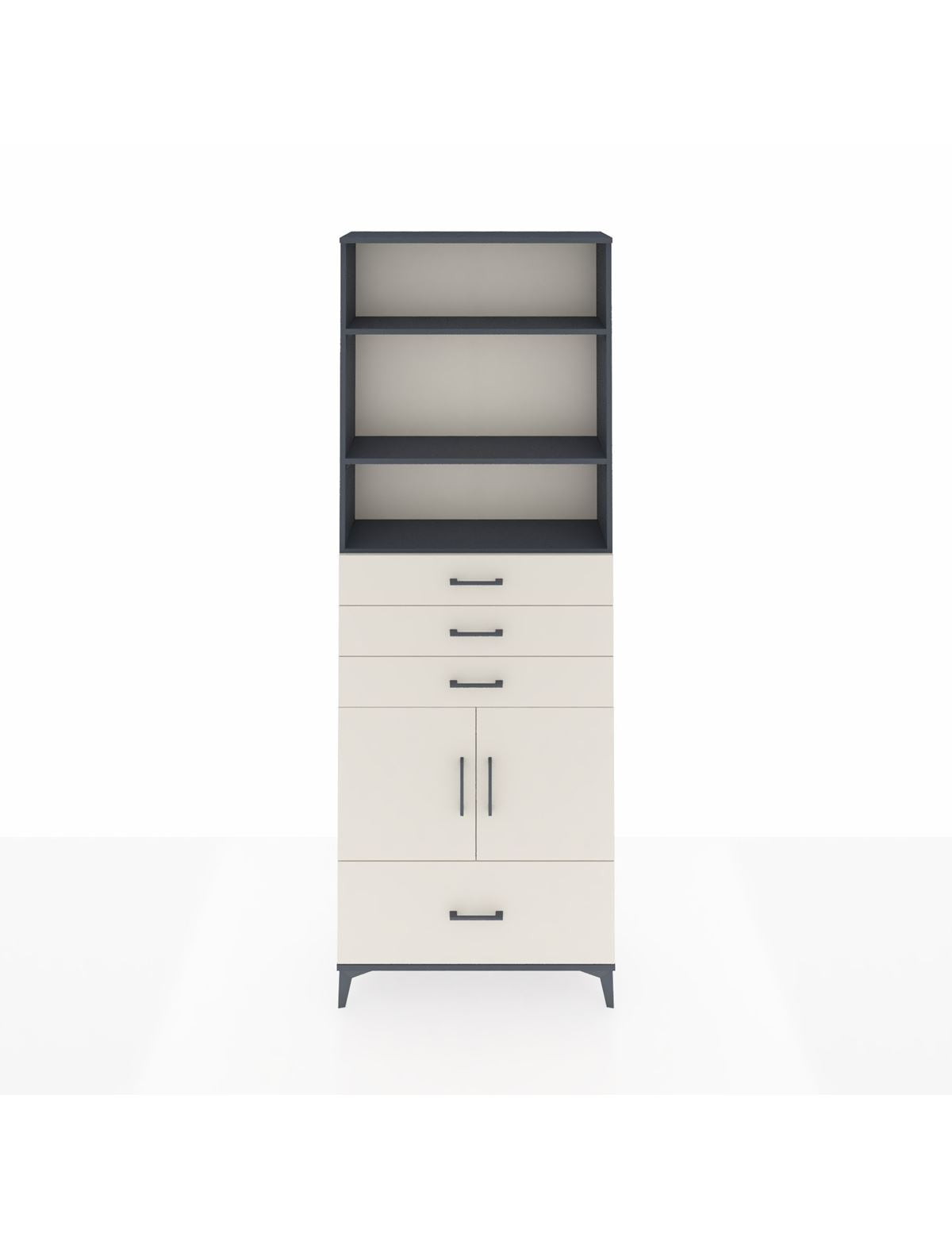 Arges Dolap 5 Raflı 4 Çekmeceli 2 Kapaklı 88x30x243 Antrasit-Aytaşı