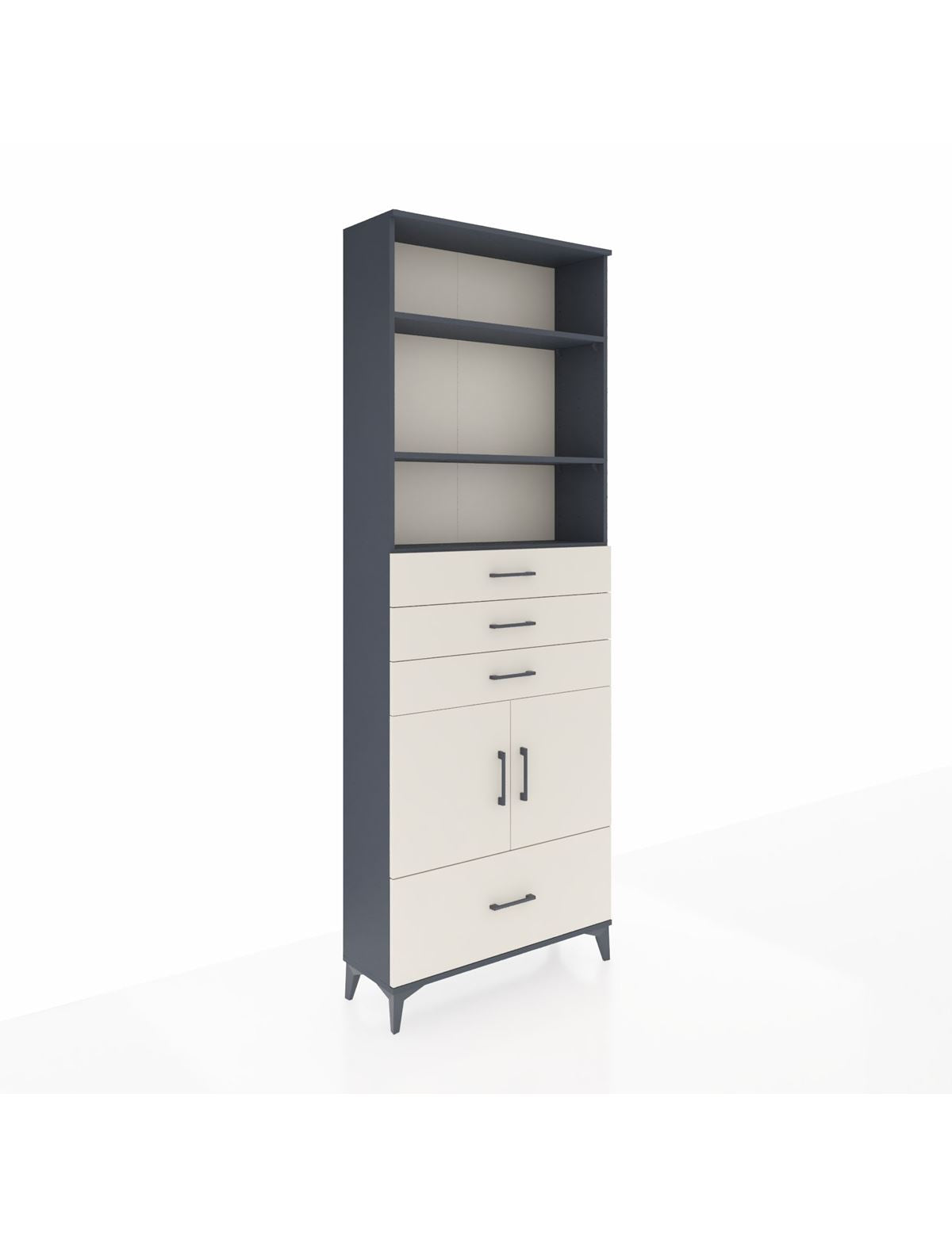 Arges Dolap 5 Raflı 4 Çekmeceli 2 Kapaklı 88x30x243 Antrasit-Aytaşı