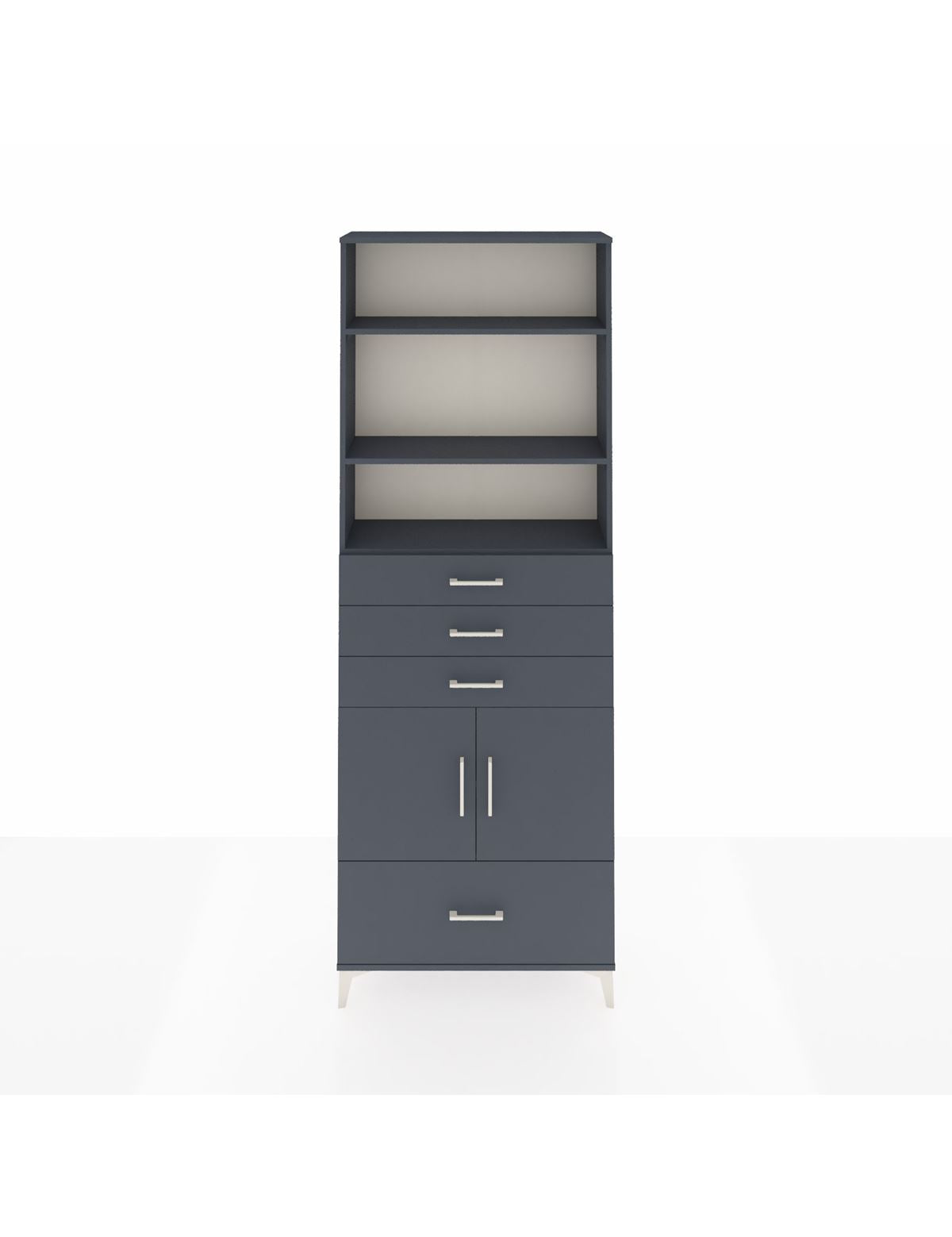 Arges Dolap 5 Raflı 4 Çekmeceli 2 Kapaklı 88x30x243 Antrasit-Antrasit